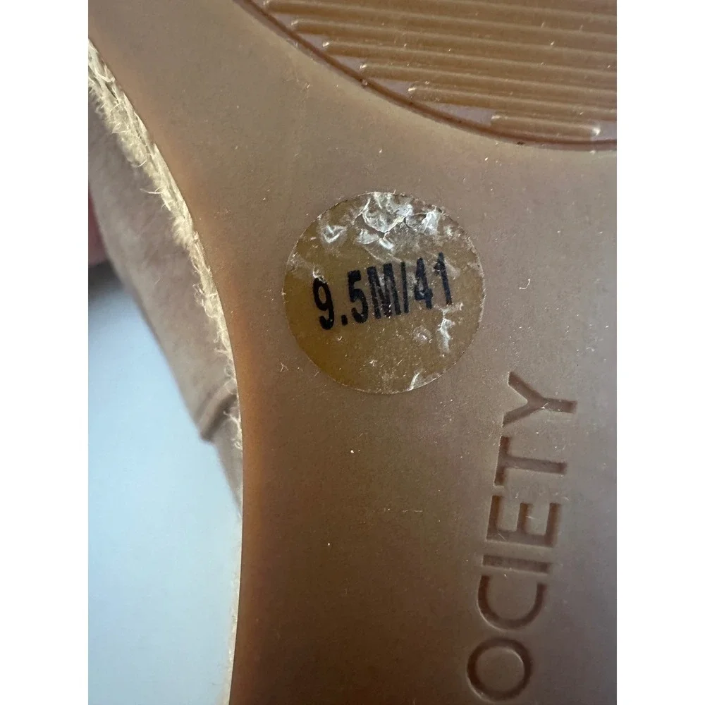Sole Society Women's Tan Suede Knot Bow Espadrille Wedge Sandals Size 9.5M